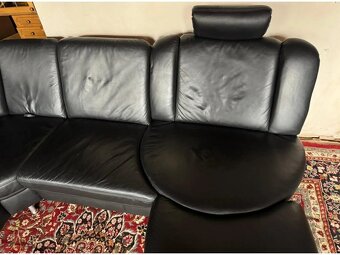 Luxusní rohová kožená sedací souprava s taburetem,3199 - 4