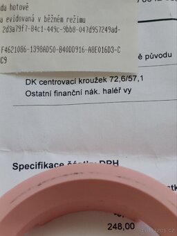 4ks vymezovacích kroužků na kola 72,6/57,1 Nové s fakturou - 4