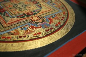 Ručně malovaná tibetská mandala thangka z Indie 4 - 4