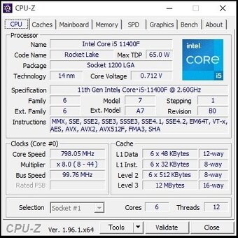 intel i5 11400F 6/12Jader 4,4 GHz Socket 1200 Funkční Záruka - 4