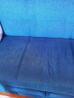 Rohová sedací souprava, levá + dva taburety, modrá - 4