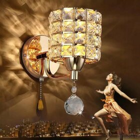 Luxus křišťál zlaté lampičky závěsné 2 kusy - 4