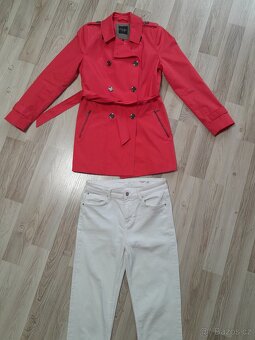 Luxusní červený kabátek, Marks Spencer džíny UK 12/M - 4