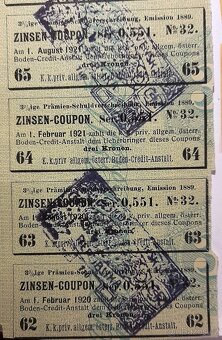 Rakouské ZINSEN kupony 1918 - 1924. 15 kusů. - 4