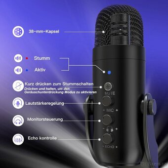 Zealsound USB mikrofon, kondenzátorový pro PC  hry podcasty - 4