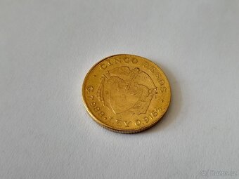 Zlatá mince Cinco pesos, República de Colombia - 4