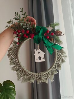 Vánoční dekorace, věnce (makramé) - 4