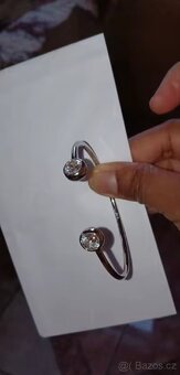 Nový dámský stříbrný náramek otevřený 925 třpytivý - 4