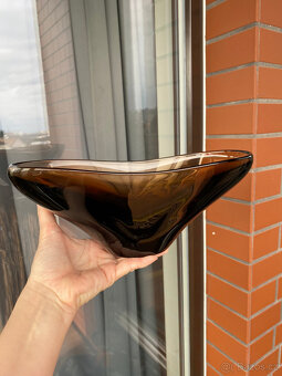 Emanuel Beránek Žardiniéra 29 cm, hnědé hutní sklo - 4