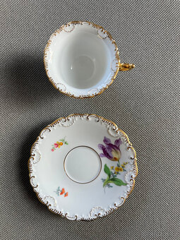Míšeň Meissen Porcelánový moka šálek s podšálkem - 4