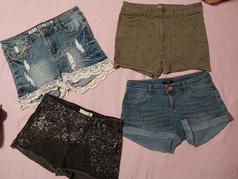 Dívčí riflové kraťase vel. 164, 170, dámské S - 4