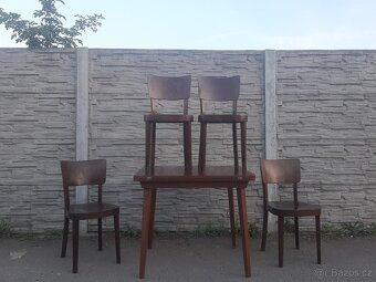 Starožitné retro židle ton, a rozkládací jídelní stůl - 4