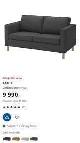 IKEA PÄRUP 2místná pohovka, malá sedačka, gauč Vissle šedá - 4