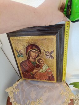 Starožitná dřevěná, zlacená Ikona. Značeno. - 4