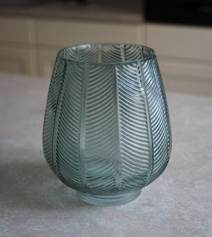 skleněná váza šedo-zelená - 4