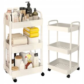 Pojízdný třípolicový regál (ecru) - 4