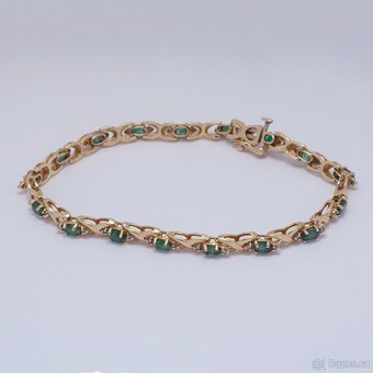Zlatý náramek se smaragdy a diamanty - 4