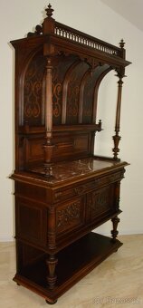 Starožitná řezbovaná komoda s nástavbou - 225 cm - 4