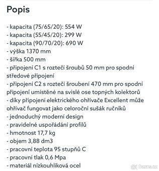 Excellent Meteor koupelnový radiátor 137x50 cm NOVÝ - 4