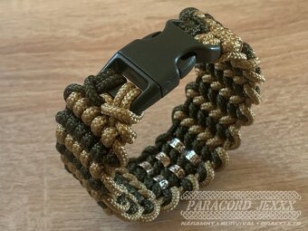 Paracord náramek (20 cm) oliv - bronze - 4