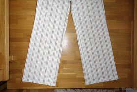 Dámské bílé letní kalhoty  s proužkem vel.38 - 4