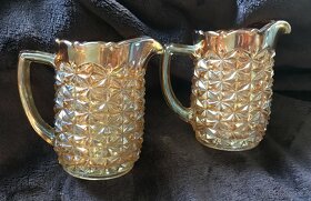 starožitné 2 x džbánek mléčenka karnevalové sklo výška 10cm - 4