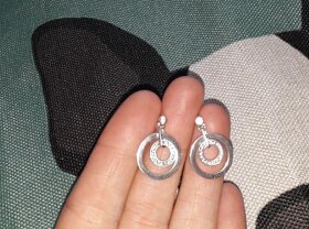 Nové dámské stříbrné náušnice 925 kruhy dvojité kroužky - 4