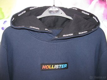 Pánská bavlněná modrá mikina s kapucí HOLLISTER - 4