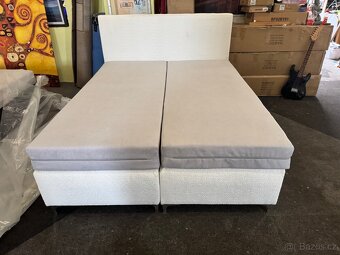 Nová postel-letiště Boxspring 160x200 krémovo-bílá - 4