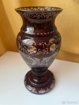 Rubínová stará váza Egermann - 4