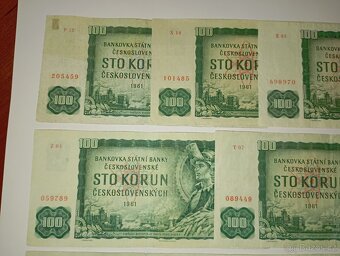 BANKOVKY 100 KČS 1961, VŠECHNY VYDANÉ SÉRIE, NÍZKÁ ČÍSLA - 4