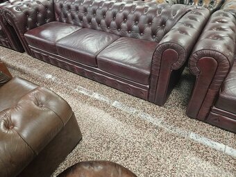 CHESTERFIELD KOŽENÁ,NEROZŤAHOVACIA 3+1+1 - 4