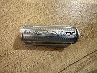 Starožitná stříbrná rtěnka se zrcátkem, punc - 4