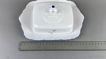 Máslenka s motivem husy, modrá linka, porcelán - 4