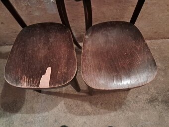 Staré dýhované židle 4ks tmavé starožitné - 4