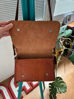 Kožená hnědá kabelka - handmade - 4