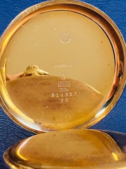 Zlaté 14-karátové art deco kapesní hodinky Alpina - 4