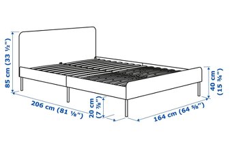 Ikea SLATTUM Upholstered Bed grey & Mattress, - 4