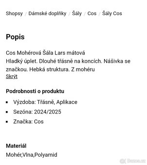 COS šála a svetr vel. S; kašmír; zelená barva - 4