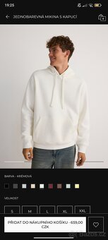 Mikina s kapucí - krémová (bílá) M - 4