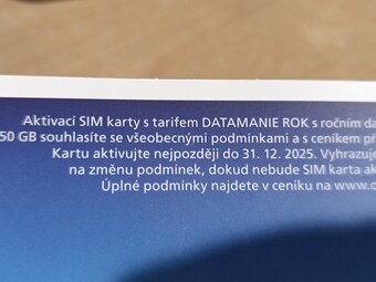 Předplacená O2 SIM karta roční datové připojení 50GB - 4