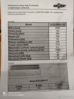 Vzduchová clona Economic 2000-1-E - 4