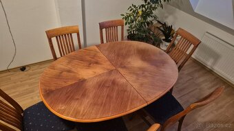 Rozkládací dubový stůl a židle - 4