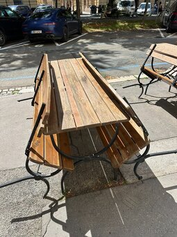 Masivní pivní set stůl + 2 lavice / zahradní posezení - 4