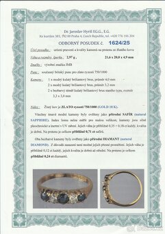 Zlatý prsten se safíry a diamanty - 4