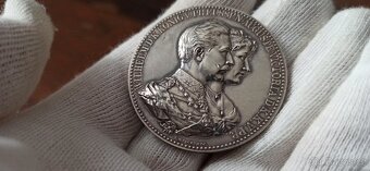 Německo Stříbrná medaile Vilhelm II. Jubileum svatby. - 4