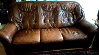 Kožená sedací souprava - sofa a tři křesla - 4