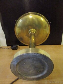 Stolní lampa mosaz, funkcionalismus, funkční, bílé sklo - 4