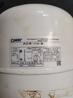 CIMM ACS 5l 10bar stojatá tlaková nádoba, M 3/4" - 4