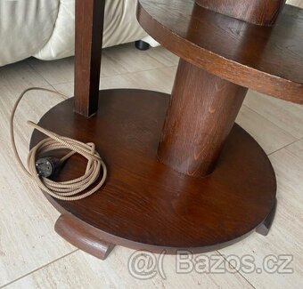 Starožitná podlahová lampa art deco ořechová kořenice - 4